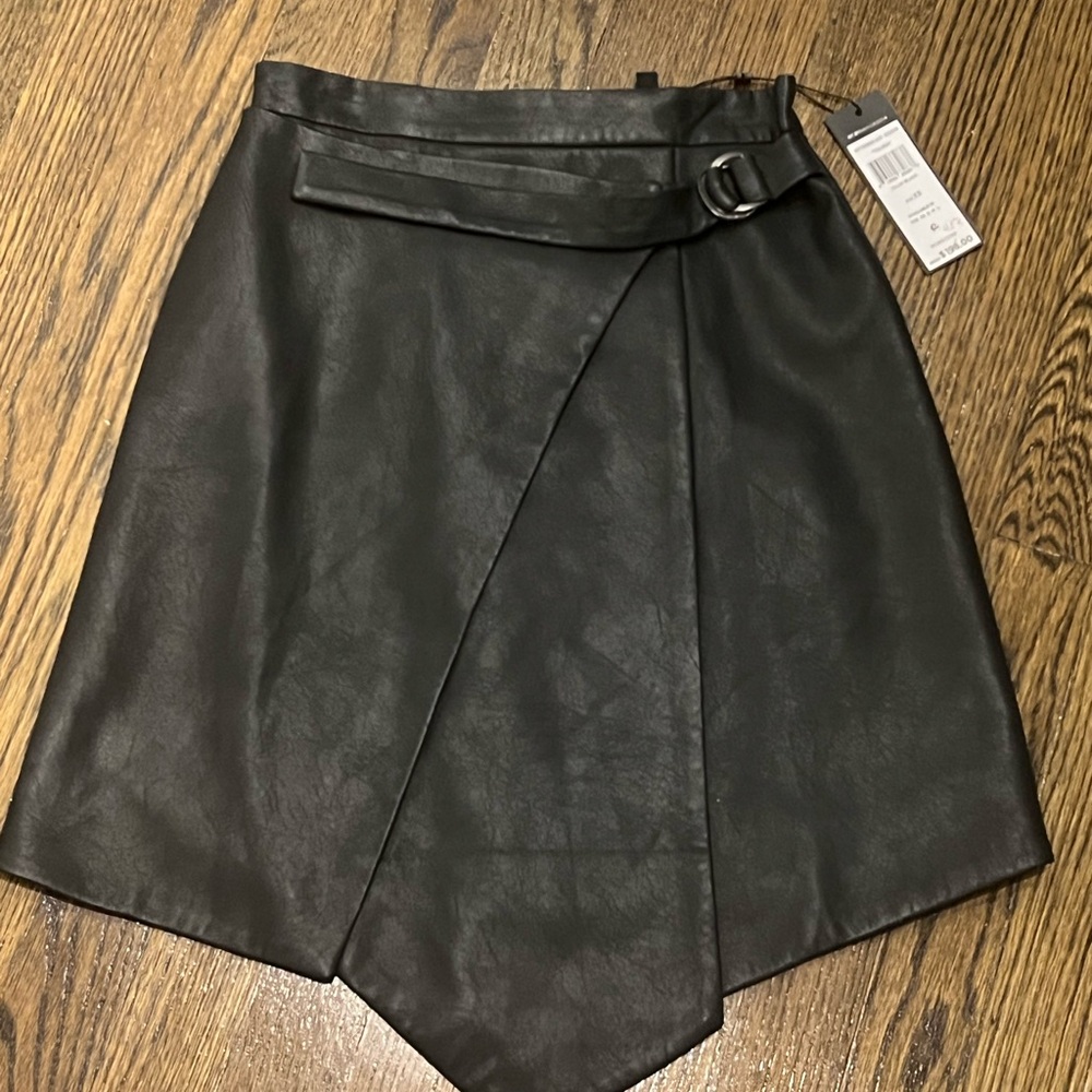 BCBGMaxAzria Black Faux Leather Mini Skirt